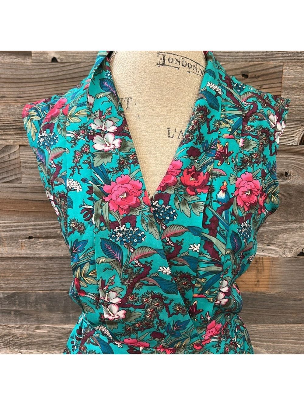 ASOS Floral Teal Cap Sleeve Romper Size 4 - Picture 2 of 13